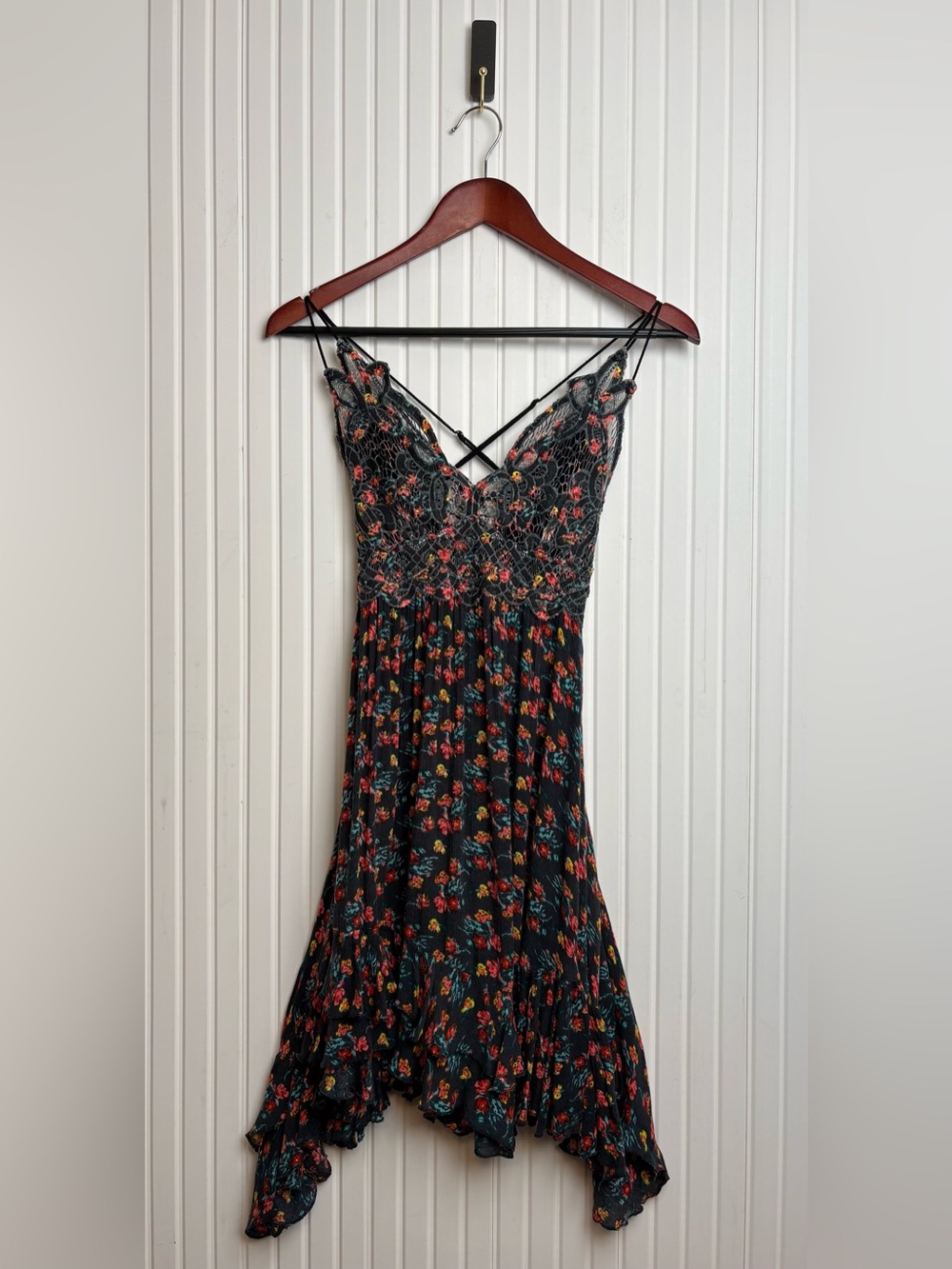 Free People Adella Dress S Butterfly Lace Top Asymmetrical Fairy Grunge Boho